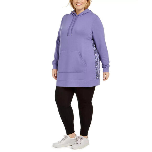 Ideology Tops - Ideology Plus Size Python-Panel Hoodie Sweatshirt - 1X, Luxe Iris